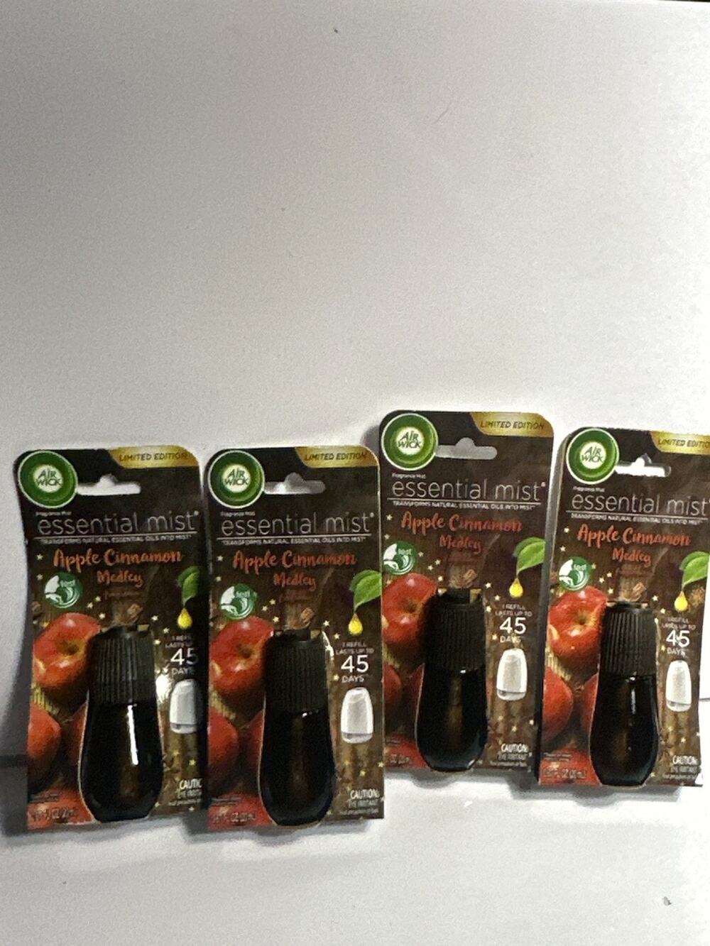 Air Wick Essential Mist Apple & Cinnamon Medley Fragrance Limited Edition Set 4